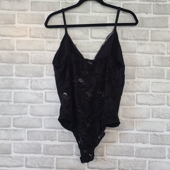 Boohoo Black Lace Bodysuit NEW US 14 UK 18 Coquette Burlesque Lingerie - Picture 2 of 7